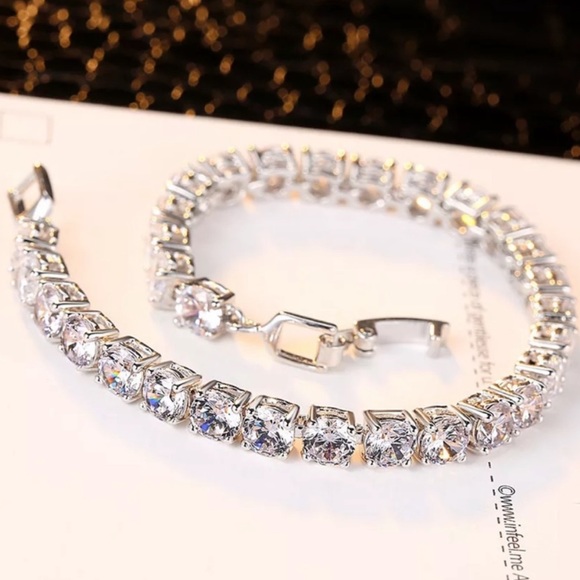 “5MM” NEW 925 STERLING SILVER DIAMOND BRACELET, NICE BRACELET, CUTE BRACELET - Picture 3 of 6